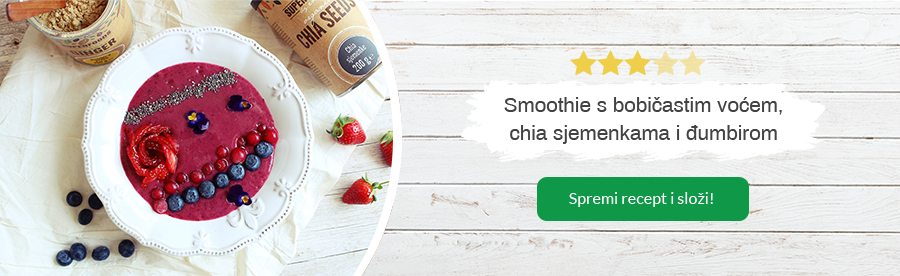 Zdravi recept smoothie s bobičastim voćem, chia sjemenkama i đumbirom
