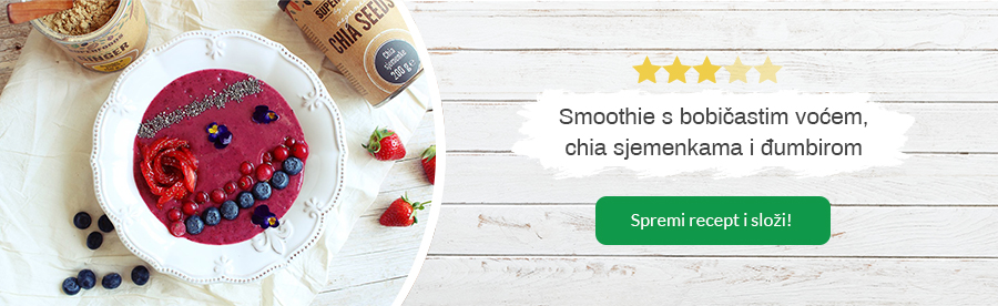 zdravi recept smoothie s bobičastim voćem, chia sjemenkama i đumbirom