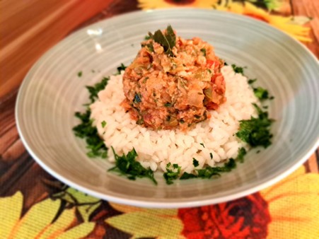 Slika za pirjani kupus sa sojinim ljuspicama i rižom